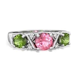 Lab Pink Sapphire Hugs And Kisses 14K White Gold ring R5016