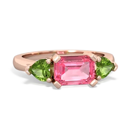 Lab Pink Sapphire Three Stone 14K Rose Gold ring R5235