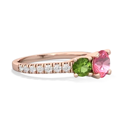 Lab Pink Sapphire Pave Trellis 14K Rose Gold ring R5500