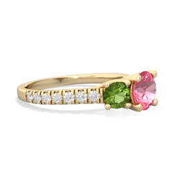 Lab Pink Sapphire Pave Trellis 14K Yellow Gold ring R5500