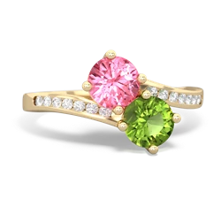 Lab Pink Sapphire Channel Set Two Stone 14K Yellow Gold ring R5303