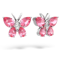 Lab Pink Sapphire Butterfly 14K White Gold earrings E2215