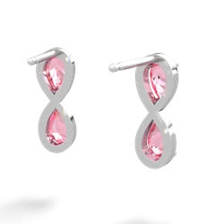 Lab Pink Sapphire Infinity 14K White Gold earrings E5050