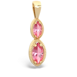 Lab Pink Sapphire Antique-Style Halo 14K Yellow Gold pendant P5700