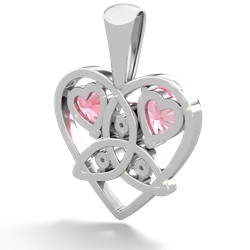 Lab Pink Sapphire Celtic Trinity Heart 14K White Gold pendant P5331