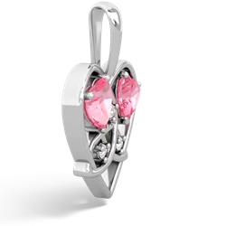 Lab Pink Sapphire Celtic Trinity Heart 14K White Gold pendant P5331