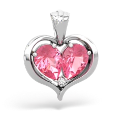 Lab Pink Sapphire Two Become One 14K White Gold pendant P5330