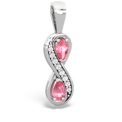 Lab Pink Sapphire Diamond Infinity 14K White Gold pendant P5390