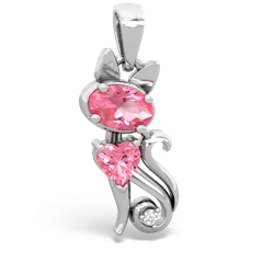 Lab Pink Sapphire Kitten 14K White Gold pendant P5780