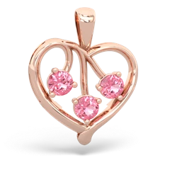 Pink Tourmaline Glowing Heart 14K Rose Gold pendant P2233