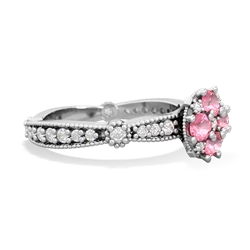 Lab Pink Sapphire Sparkling Tiara Cluster 14K White Gold ring R26293RD