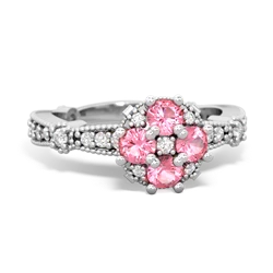 Lab Pink Sapphire Sparkling Tiara Cluster 14K White Gold ring R26293RD