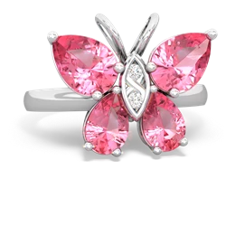 Lab Pink Sapphire Butterfly 14K White Gold ring R2215