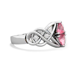 Lab Pink Sapphire Keepsake Celtic Knot 14K White Gold ring R5300