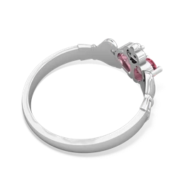 Lab Pink Sapphire 'Our Heart' Claddagh 14K White Gold ring R2388