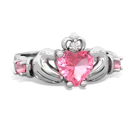 Pink Tourmaline Claddagh Keepsake 14K White Gold ring R5245