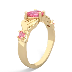 Pink Tourmaline Claddagh Keepsake 14K Yellow Gold ring R5245