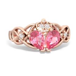 Lab Pink Sapphire 'One Heart' Celtic Knot Claddagh 14K Rose Gold ring R5322