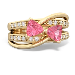 Lab Pink Sapphire Bowtie 14K Yellow Gold ring R2360