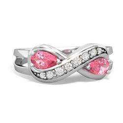 Lab Pink Sapphire Diamond Infinity 14K White Gold ring R5390