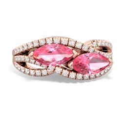 Lab Pink Sapphire Diamond Rivers 14K Rose Gold ring R3070