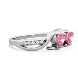 Lab Pink Sapphire Side By Side 14K White Gold ring R3090