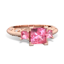 Lab Pink Sapphire Eternal Embrace Engagement 14K Rose Gold ring C2001