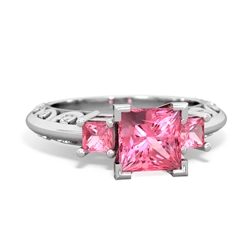 Pink Tourmaline Eternal Embrace Engagement 14K White Gold ring C2001