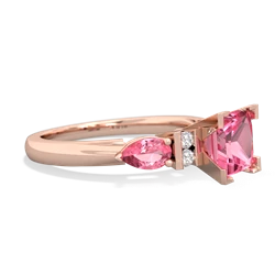 Pink Tourmaline 6Mm Princess Eternal Embrace Engagement 14K Rose Gold ring C2002