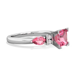 Lab Pink Sapphire 6Mm Princess Eternal Embrace Engagement 14K White Gold ring C2002