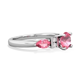 Lab Pink Sapphire 6Mm Round Eternal Embrace Engagement 14K White Gold ring R2005