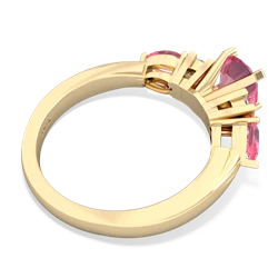 Pink Tourmaline 6Mm Round Eternal Embrace Engagement 14K Yellow Gold ring R2005