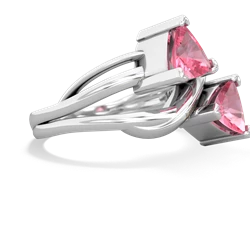 Lab Pink Sapphire Split Band Swirl 14K White Gold ring R2341