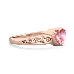 Lab Pink Sapphire Filligree 'One Heart' 14K Rose Gold ring R5070