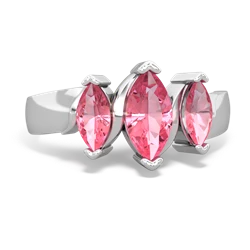 Pink Tourmaline Three Peeks 14K White Gold ring R2433