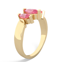 Lab Ruby Three Peeks 14K Yellow Gold ring R2433