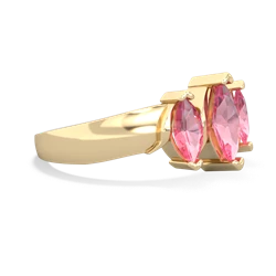 Lab Ruby Three Peeks 14K Yellow Gold ring R2433