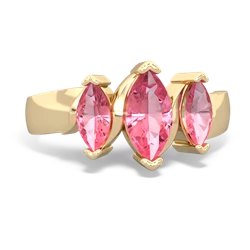 Lab Ruby Three Peeks 14K Yellow Gold ring R2433