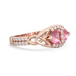 Lab Pink Sapphire Sparkling Celtic Knot 14K Rose Gold ring R2645