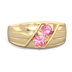 Lab Pink Sapphire Men's Streamline 14K Yellow Gold ring R0460