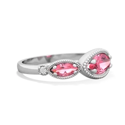 Pink Tourmaline Milgrain Marquise 14K White Gold ring R5700