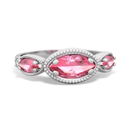 Pink Tourmaline Milgrain Marquise 14K White Gold ring R5700