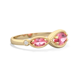 Lab Pink Sapphire Milgrain Marquise 14K Yellow Gold ring R5700