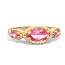 Lab Pink Sapphire Milgrain Marquise 14K Yellow Gold ring R5700