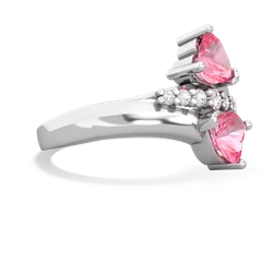 Lab Pink Sapphire Heart To Heart 14K White Gold ring R2064