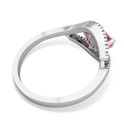 Lab Pink Sapphire Mother And Child 14K White Gold ring R3010