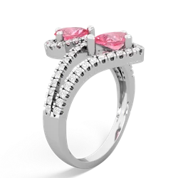 Lab Pink Sapphire Diamond Dazzler 14K White Gold ring R3000