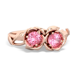 Lab Pink Sapphire Rose Garden 14K Rose Gold ring R5510