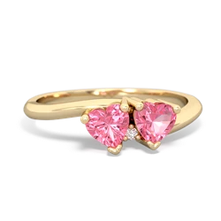 Lab Pink Sapphire Sweethearts 14K Yellow Gold ring R5260