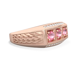 Onyx Three Stone Tire Tread Men's 14K Rose Gold ring R0520